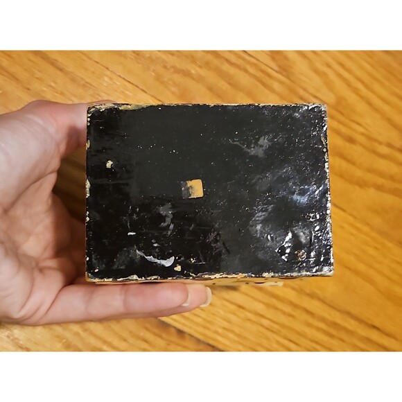 Hand Painted Black, White & Gold Wood 2 Deck Playing Card Holder Canasta Bridge - Picture 10 of 14